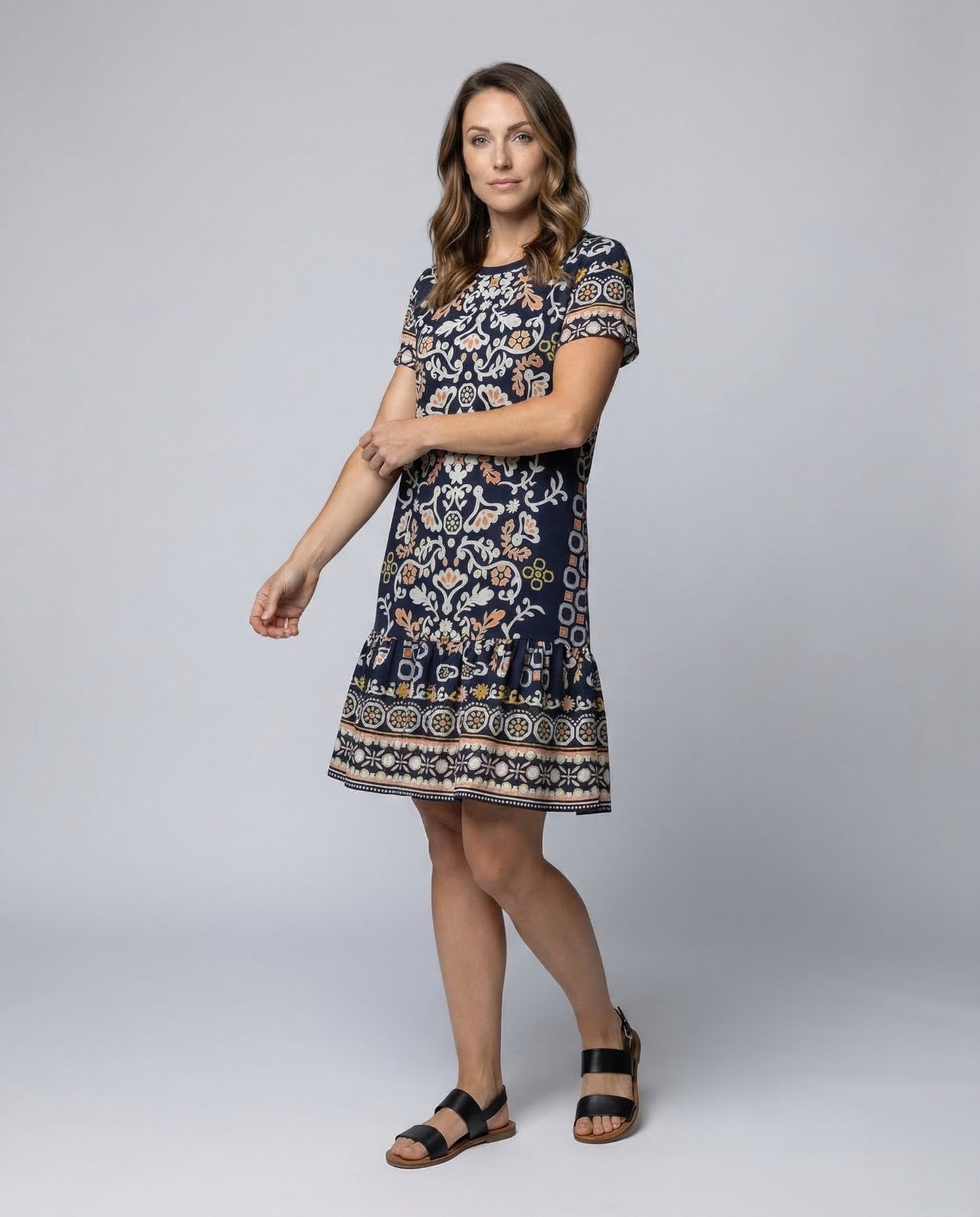 Damen Viskosekleid mit Ethnomuster - Norvielle