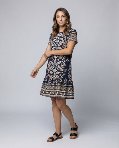 Damen Viskosekleid mit Ethnomuster - Norvielle