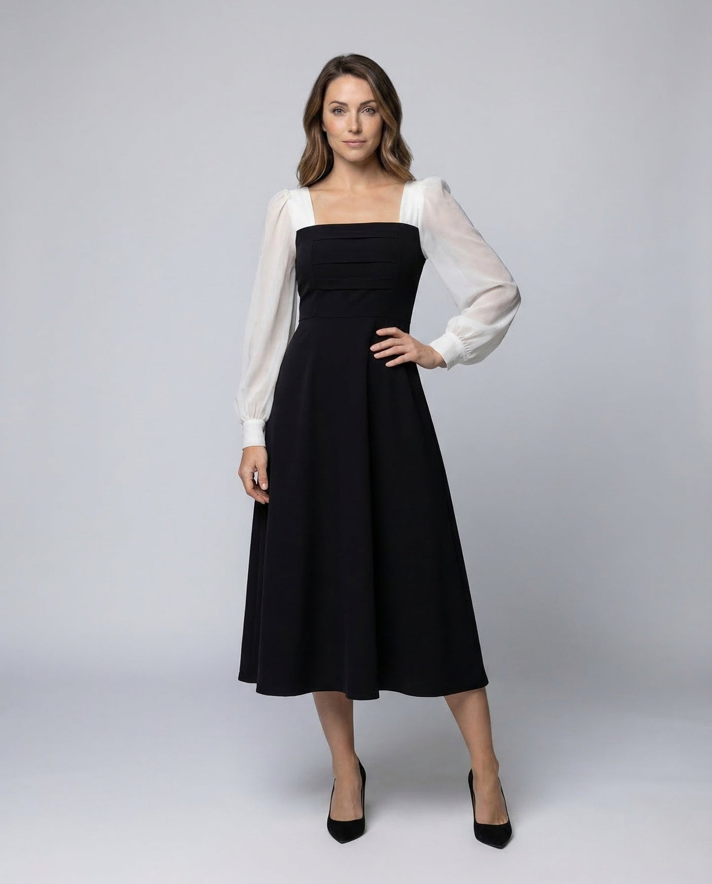 Damen Zweiteiler Midikleid Chiffon Ärmel - Norvielle