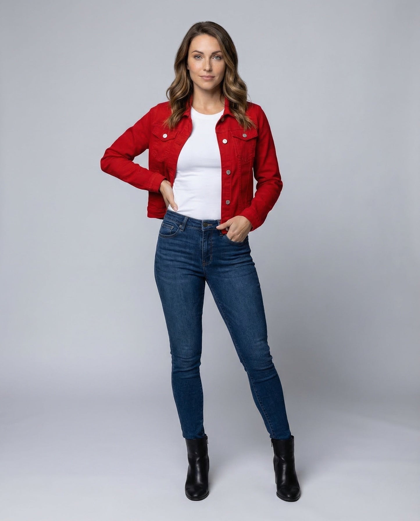 Damen Jeansjacke Tailliert Mit Brusttaschen - Norvielle