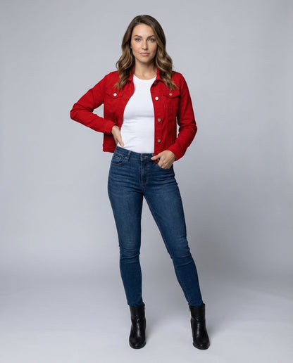 Damen Jeansjacke Tailliert Mit Brusttaschen - Norvielle