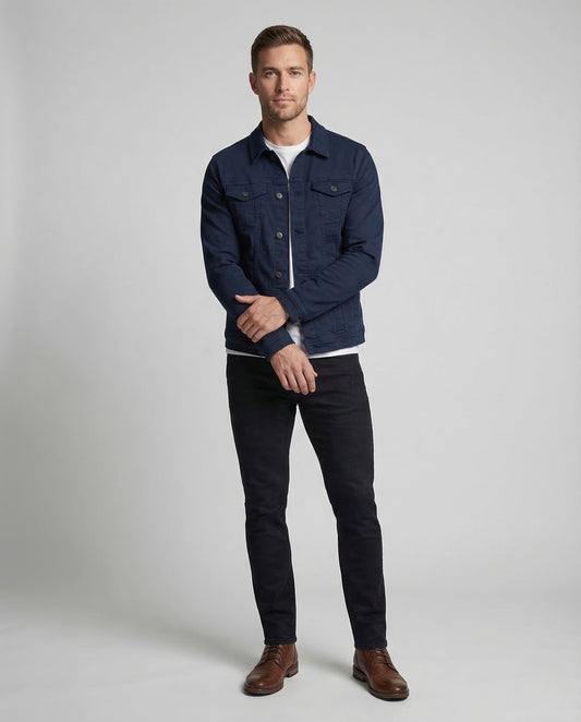 Herren Slim Jeansjacke Trucker mit Brusttaschen - Norvielle