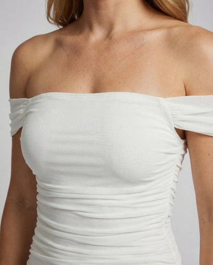 Damen Midikleid Raffung Carmen