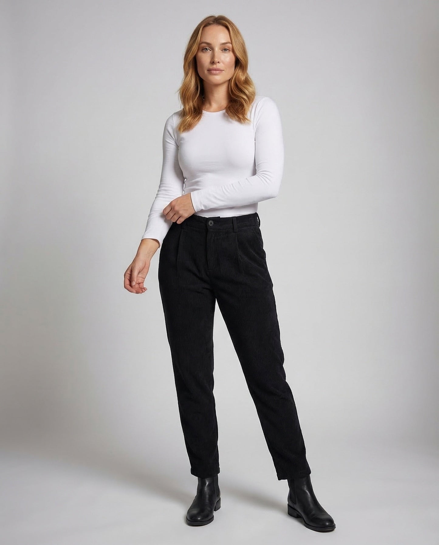 Damen Rippstrickhose mit Bundfalten - Norvielle