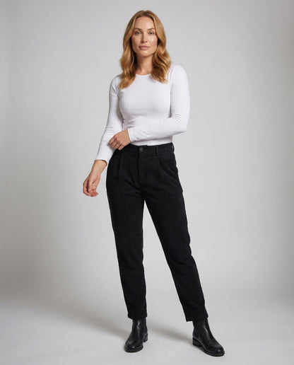 Damen Rippstrickhose mit Bundfalten - Norvielle
