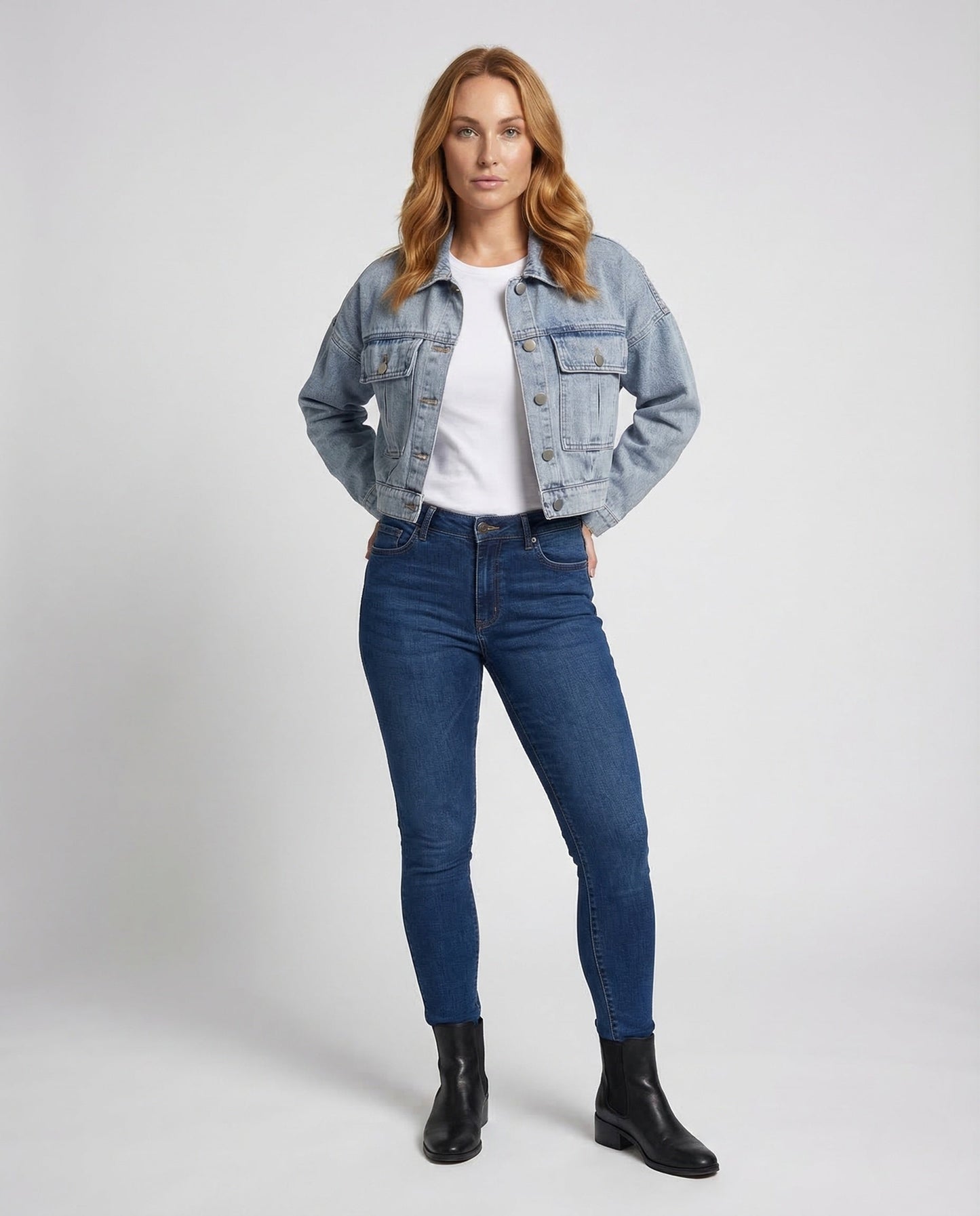 Damen Kurzjeansjacke mit Stickerei - Norvielle