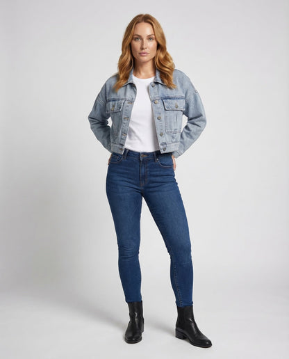 Damen Kurzjeansjacke mit Stickerei - Norvielle