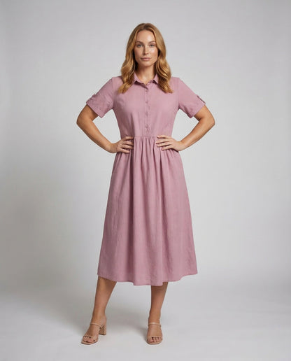Damen Hemdblusenkleid Geraffte Taille kann wie folgt umgeschrieben - Norvielle
