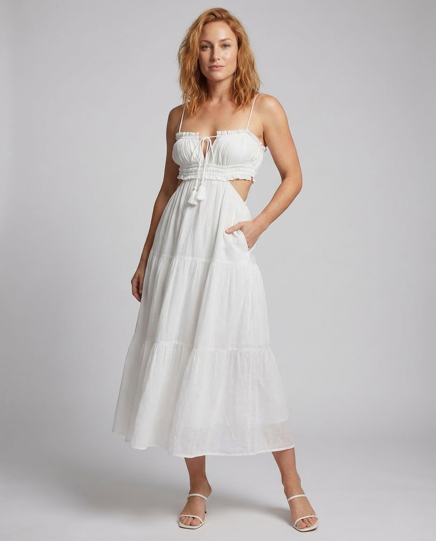 Damen Maxikleid Cut-Out-Oberteil Stufenrock - Norvielle