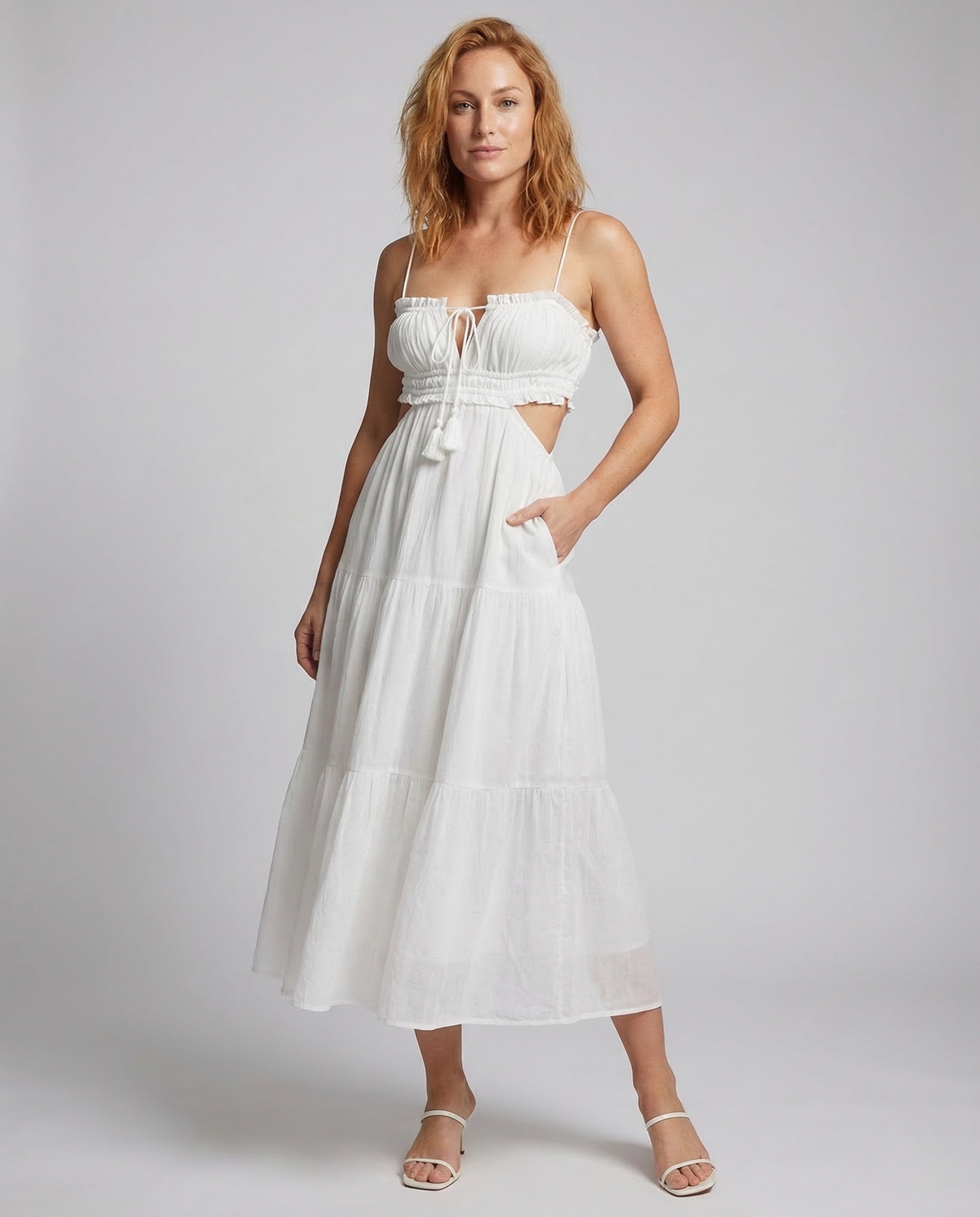 Damen Maxikleid Cut-Out-Oberteil Stufenrock - Norvielle