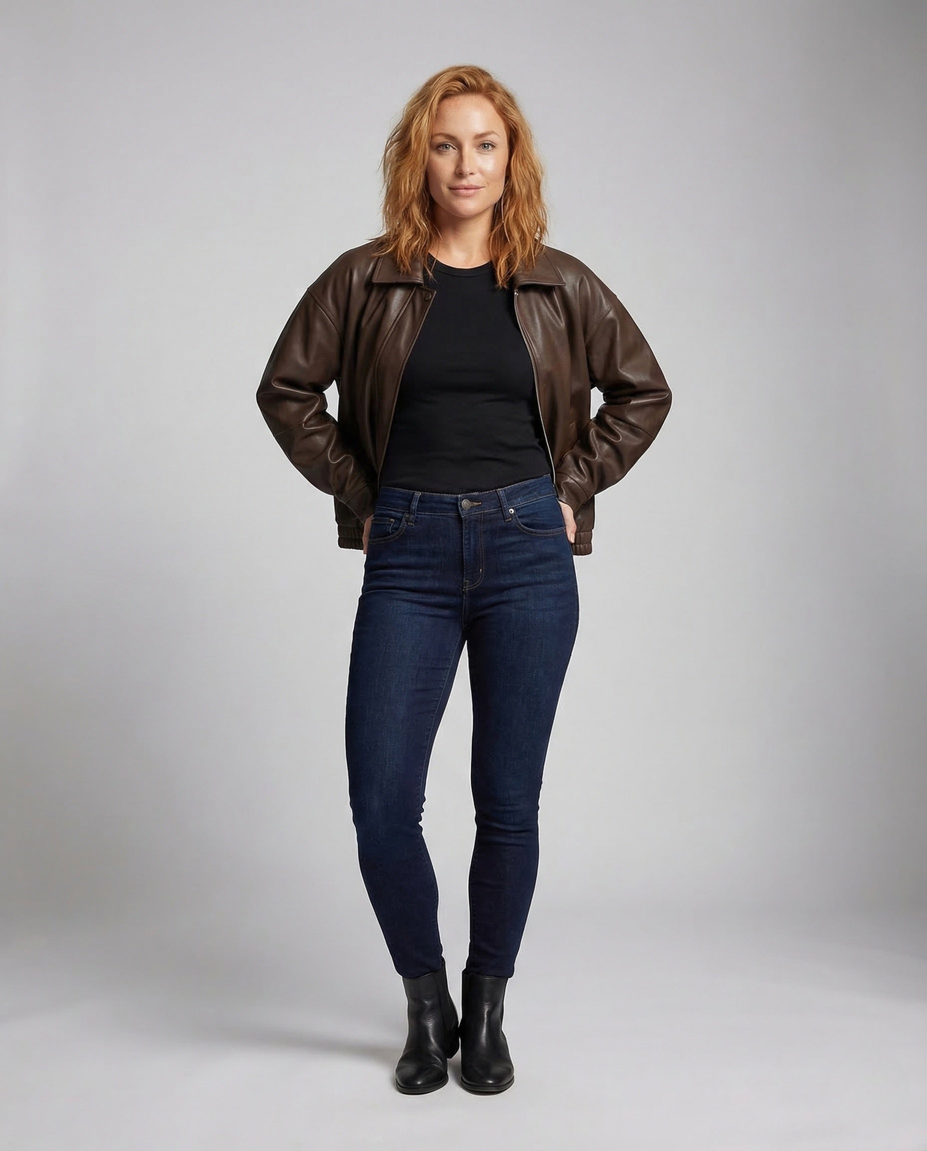 Damen Oversize Kunstlederjacke Reißverschluss Schwarz - Norvielle