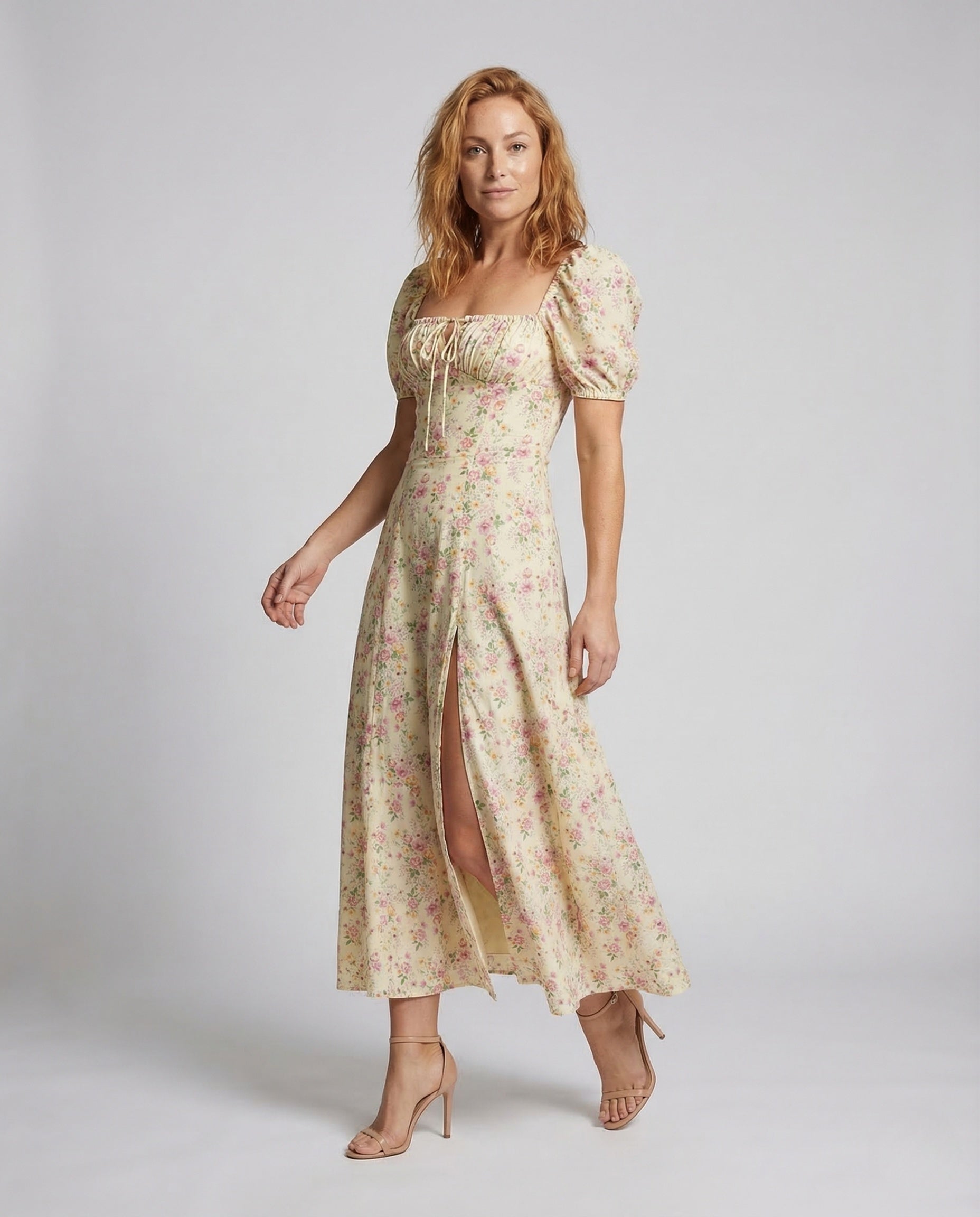 Damen Maxikleid mit Herz-Ausschnitt und Seitenschlitz - Norvielle