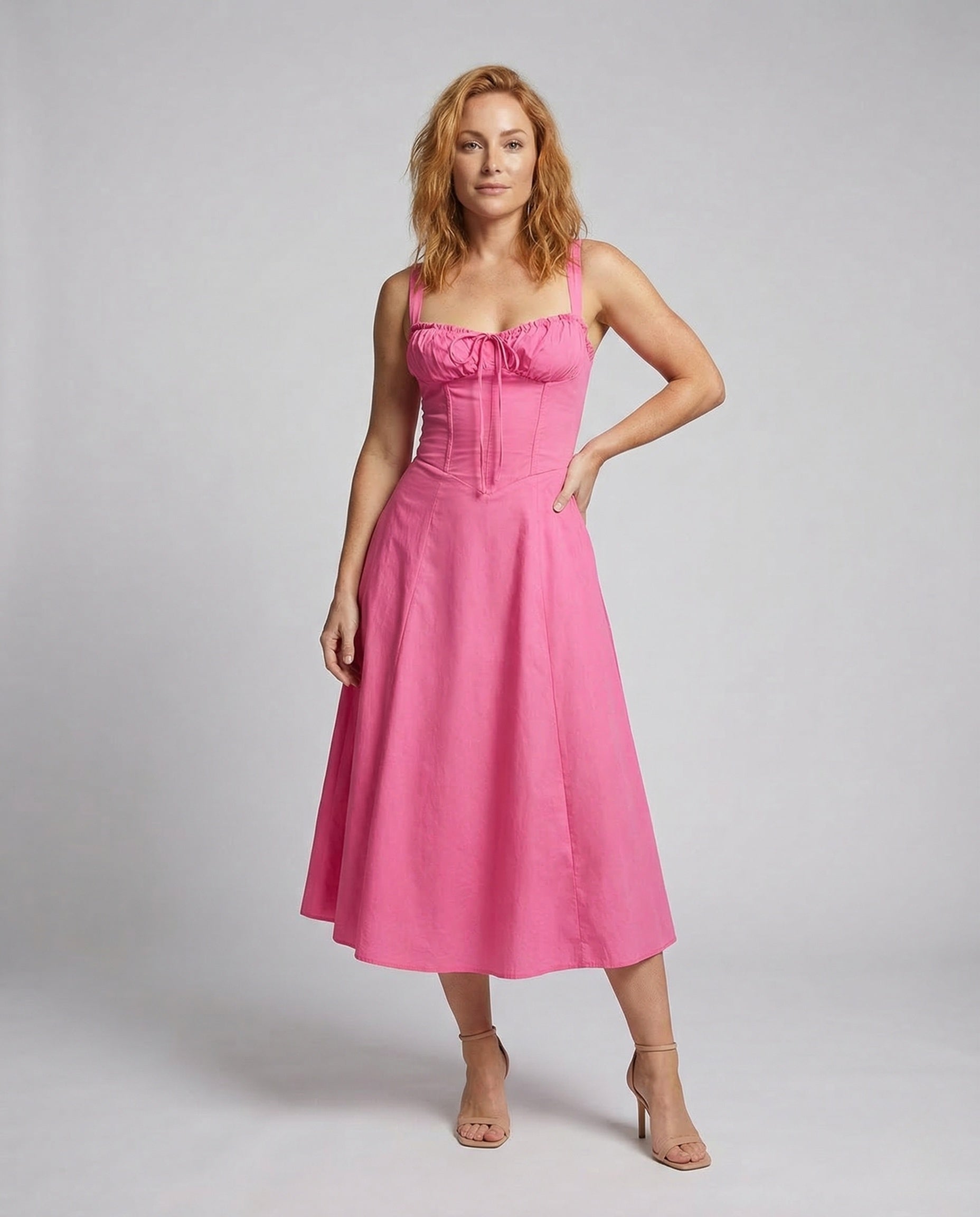 Damen Midikleid A-Linie Corsage - Norvielle