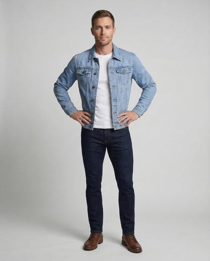 Herren Slim Jeansjacke Metallknöpfe - Norvielle