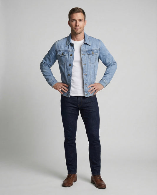 Herren Slim Jeansjacke Metallknöpfe - Norvielle