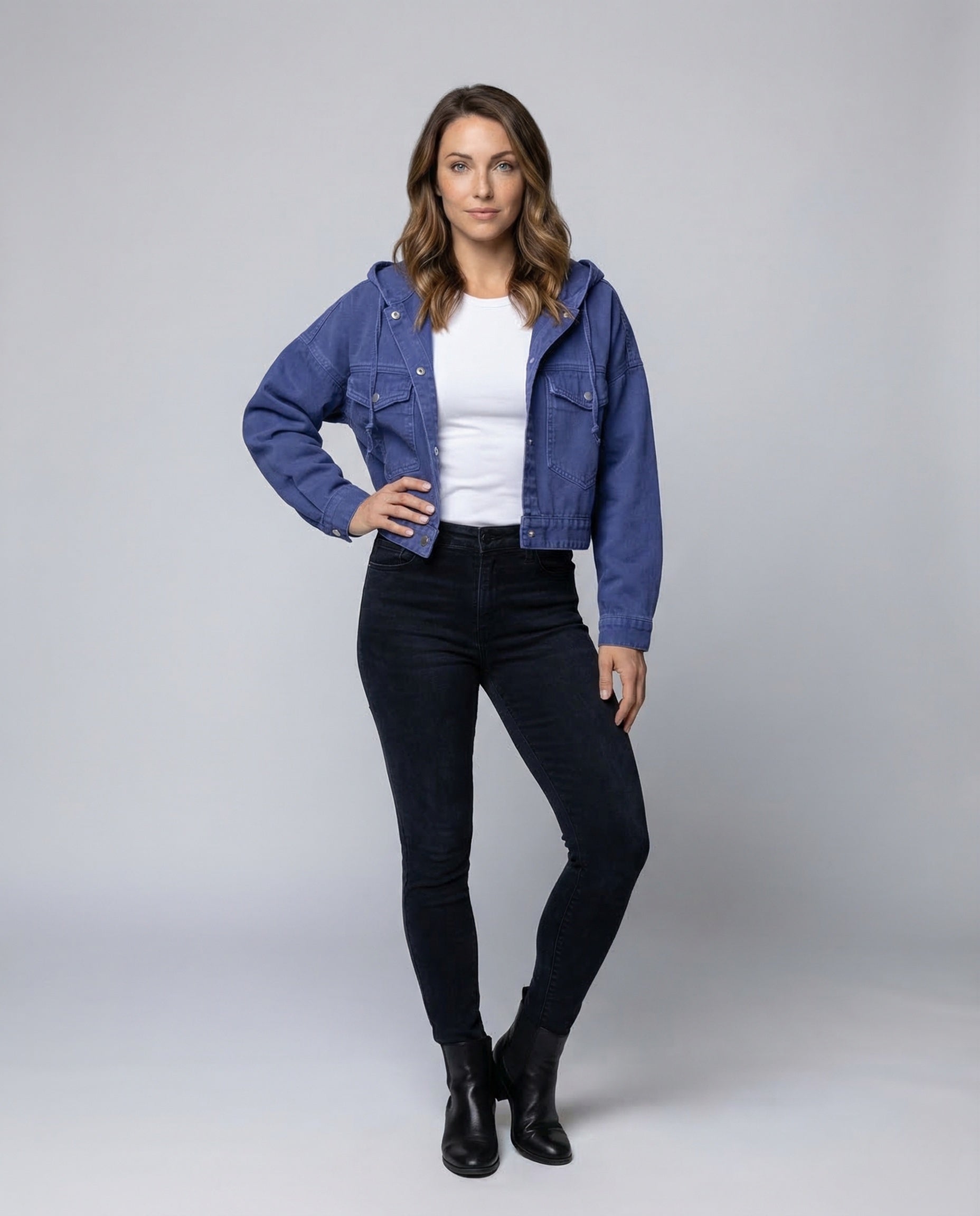 Damen Kurzjacke Jeans mit Kapuze - Norvielle