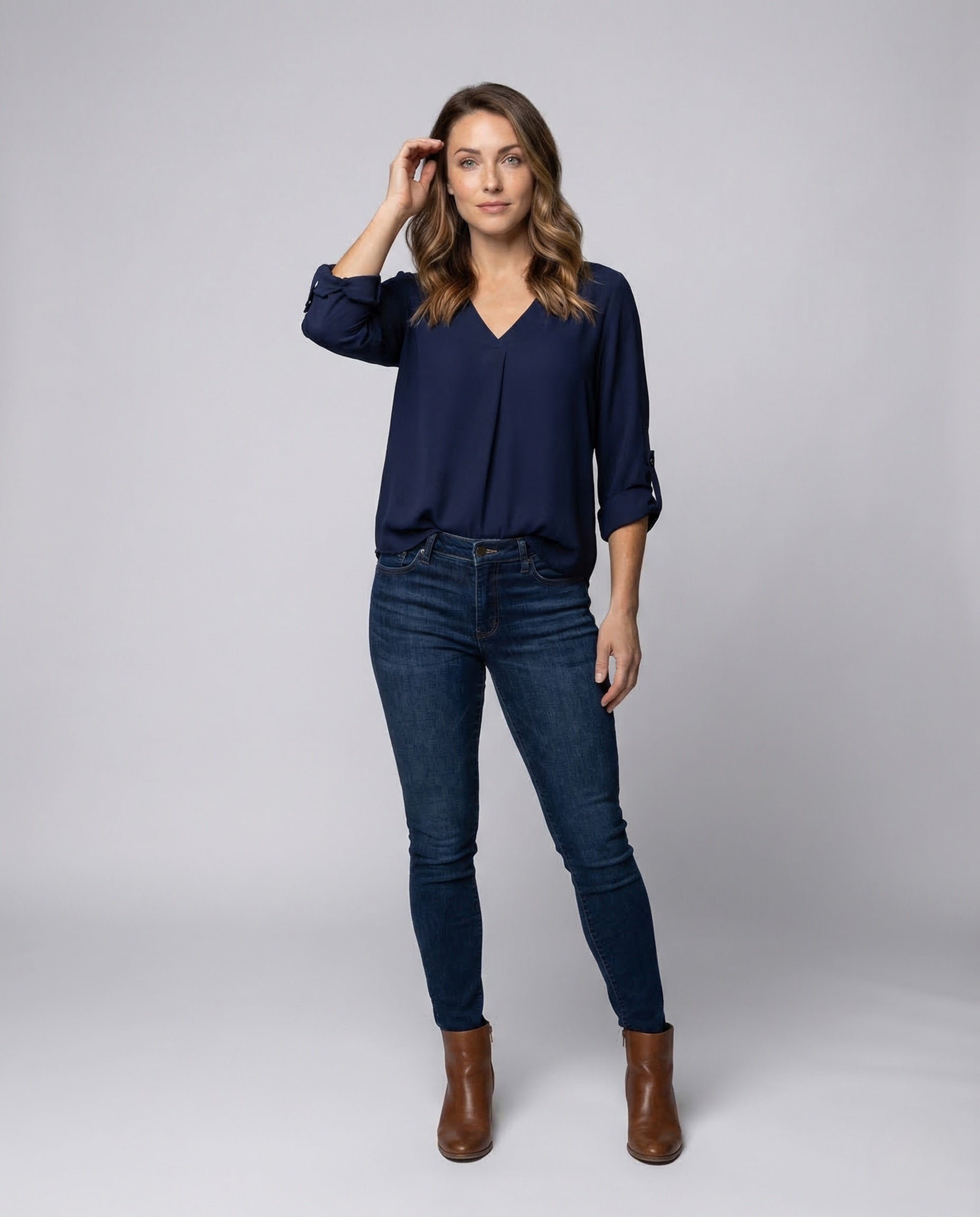 Damen Chiffon Bluse V-Ausschnitt Weit - Norvielle
