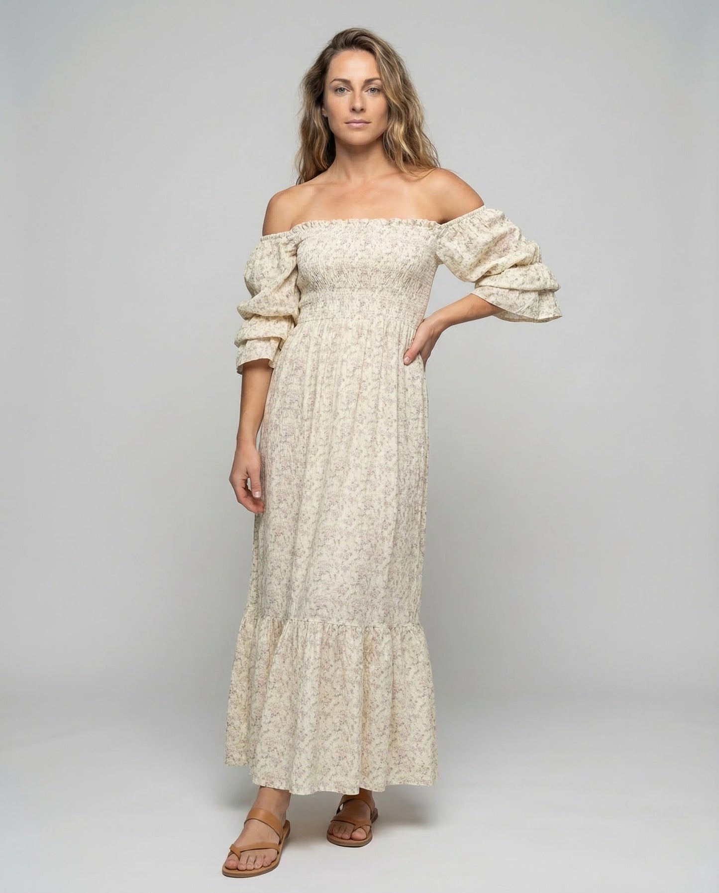 Damen Maxikleid Carmen Volant - Norvielle