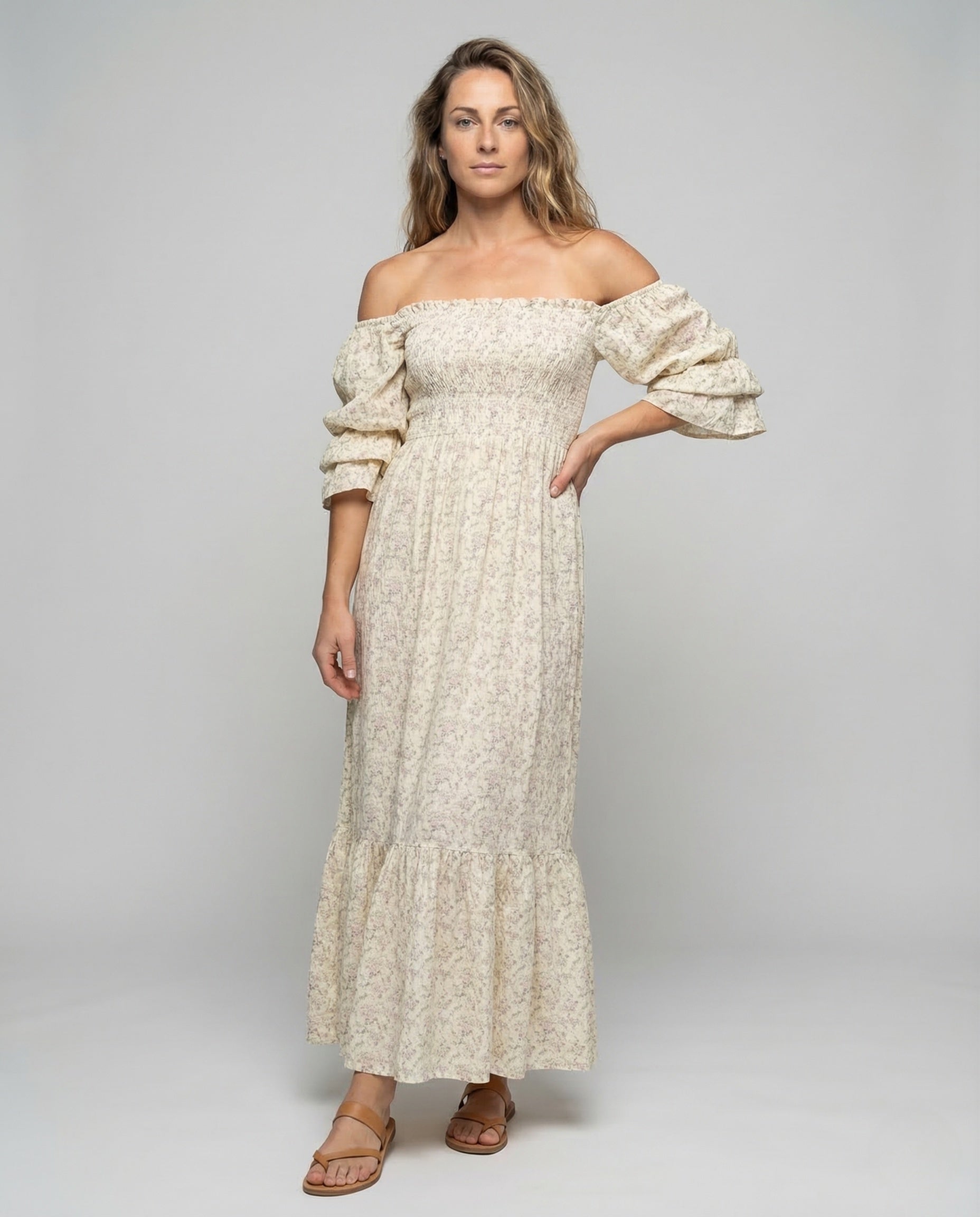 Damen Maxikleid Carmen Volant - Norvielle