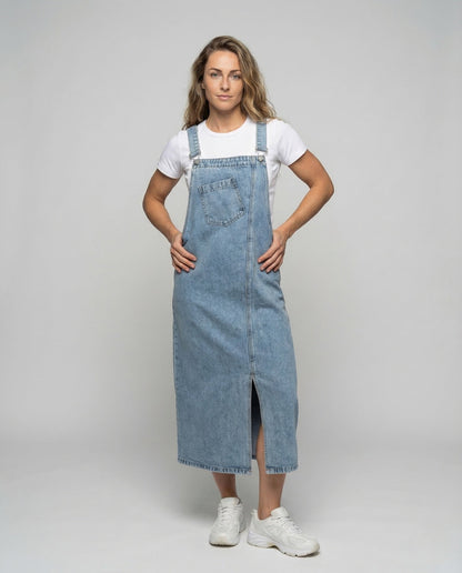 Damen Latzkleid Midi Jeans - Norvielle