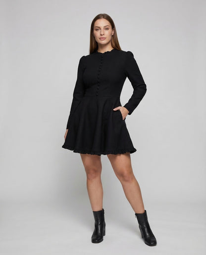 Damen Skaterkleid mit Rüschenkragen - Norvielle