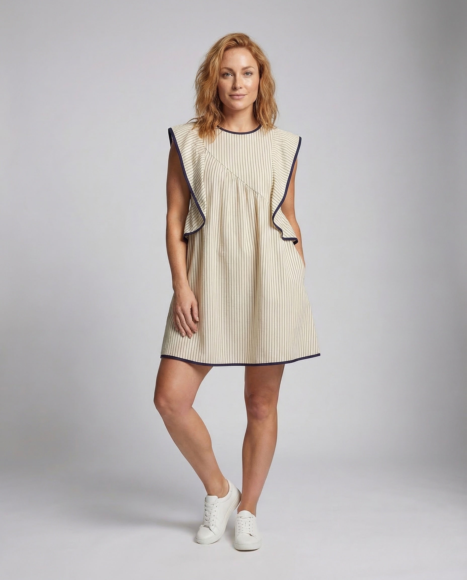 Damen A-Linie Minikleid Matrosenkragen - Norvielle