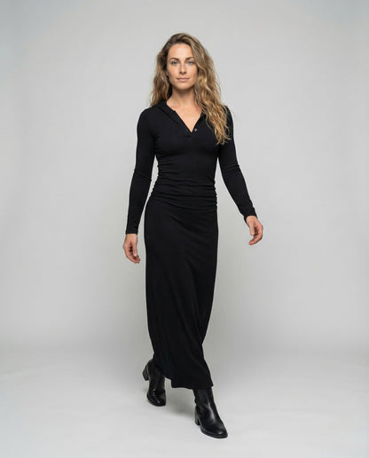 Damen Maxikleid V-Ausschnitt mit Raffung - Norvielle