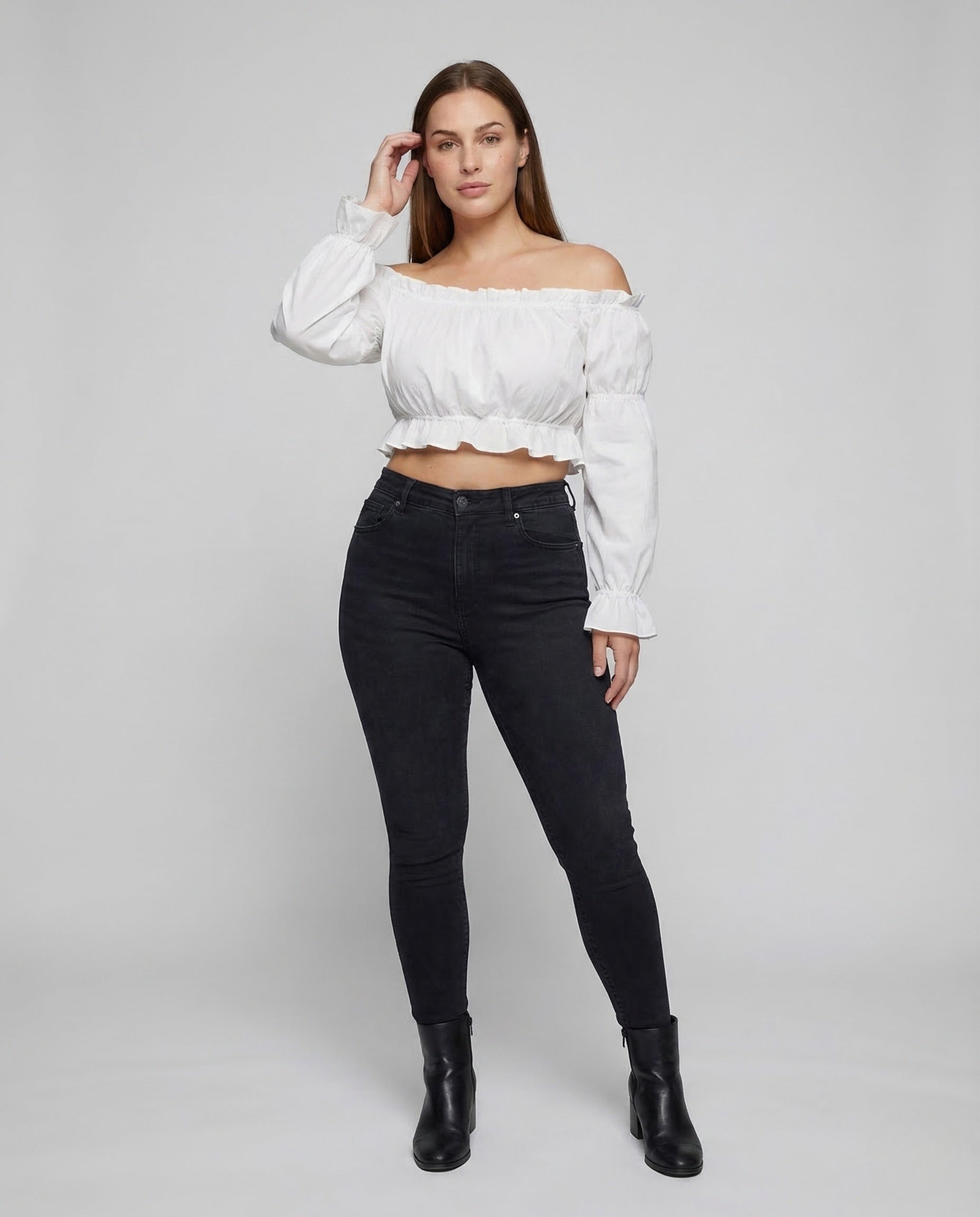 Damen Bluse Puffärmel Carmenstil - Norvielle