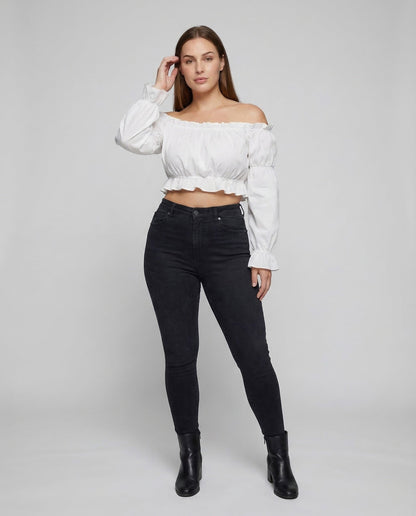 Damen Bluse Puffärmel Carmenstil - Norvielle