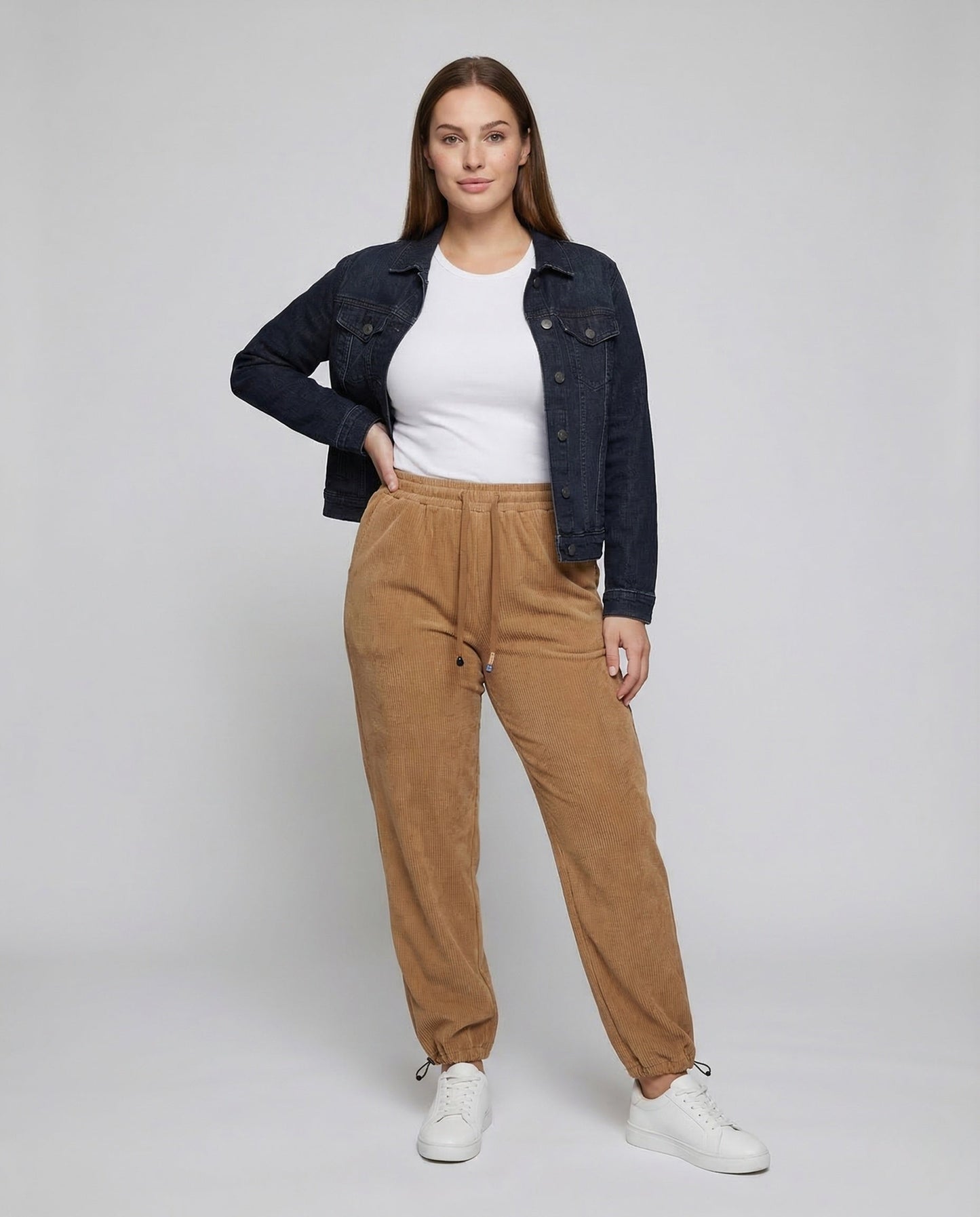 Damen Cordhose Fleecegefüttert Schwarz - Norvielle