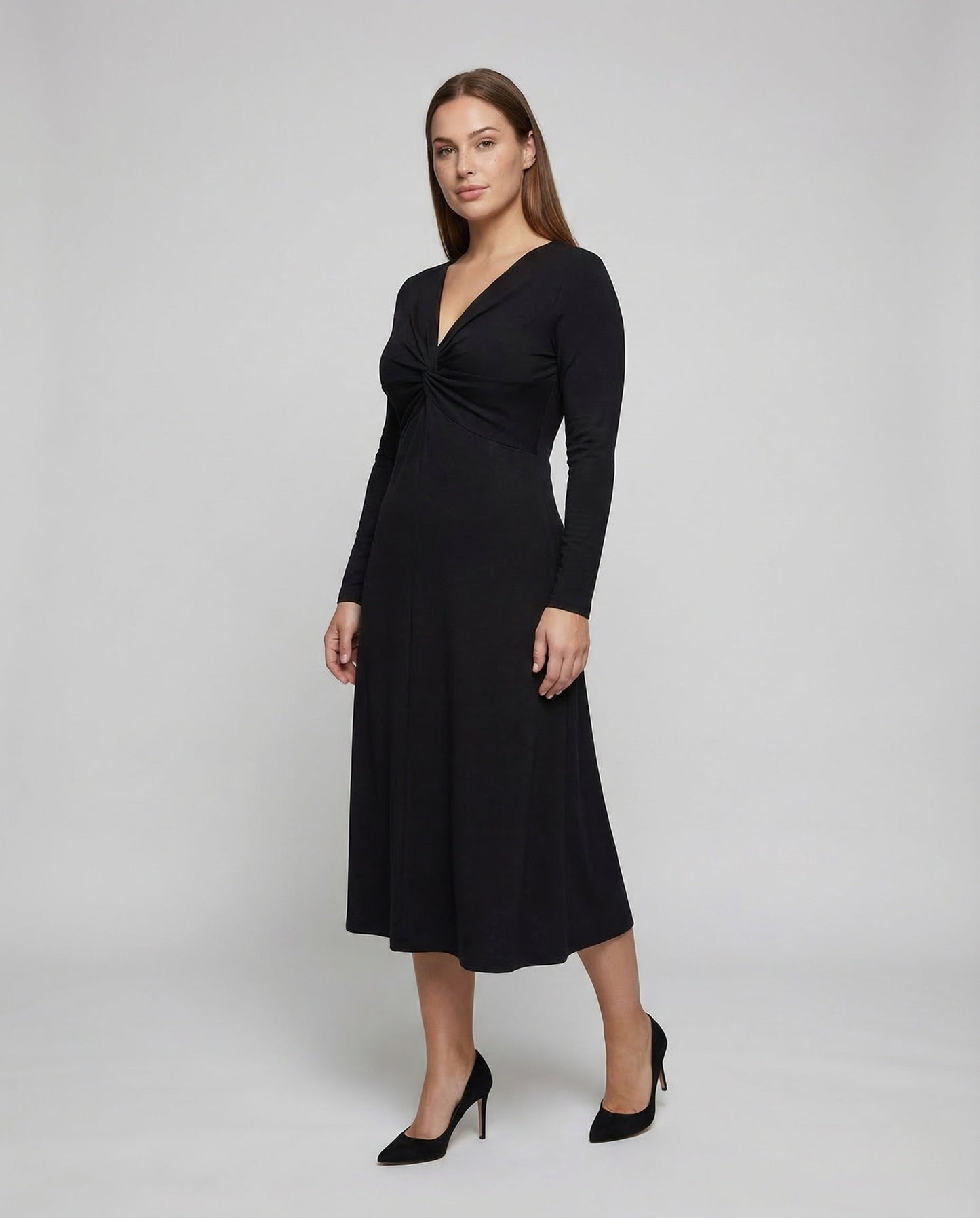 Damen Langarm-Jerseykleid Twist - Norvielle