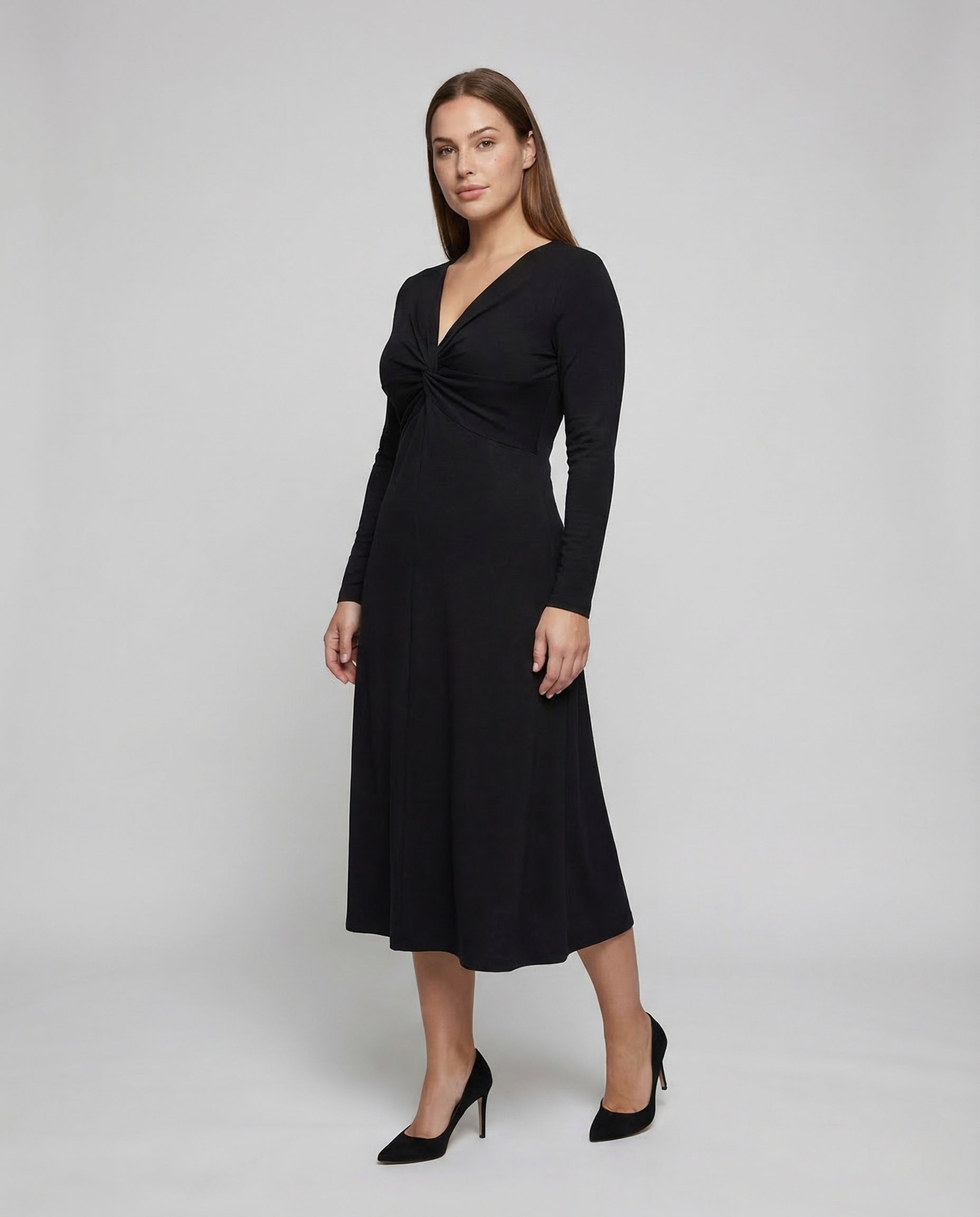 Damen Langarm-Jerseykleid Twist - Norvielle