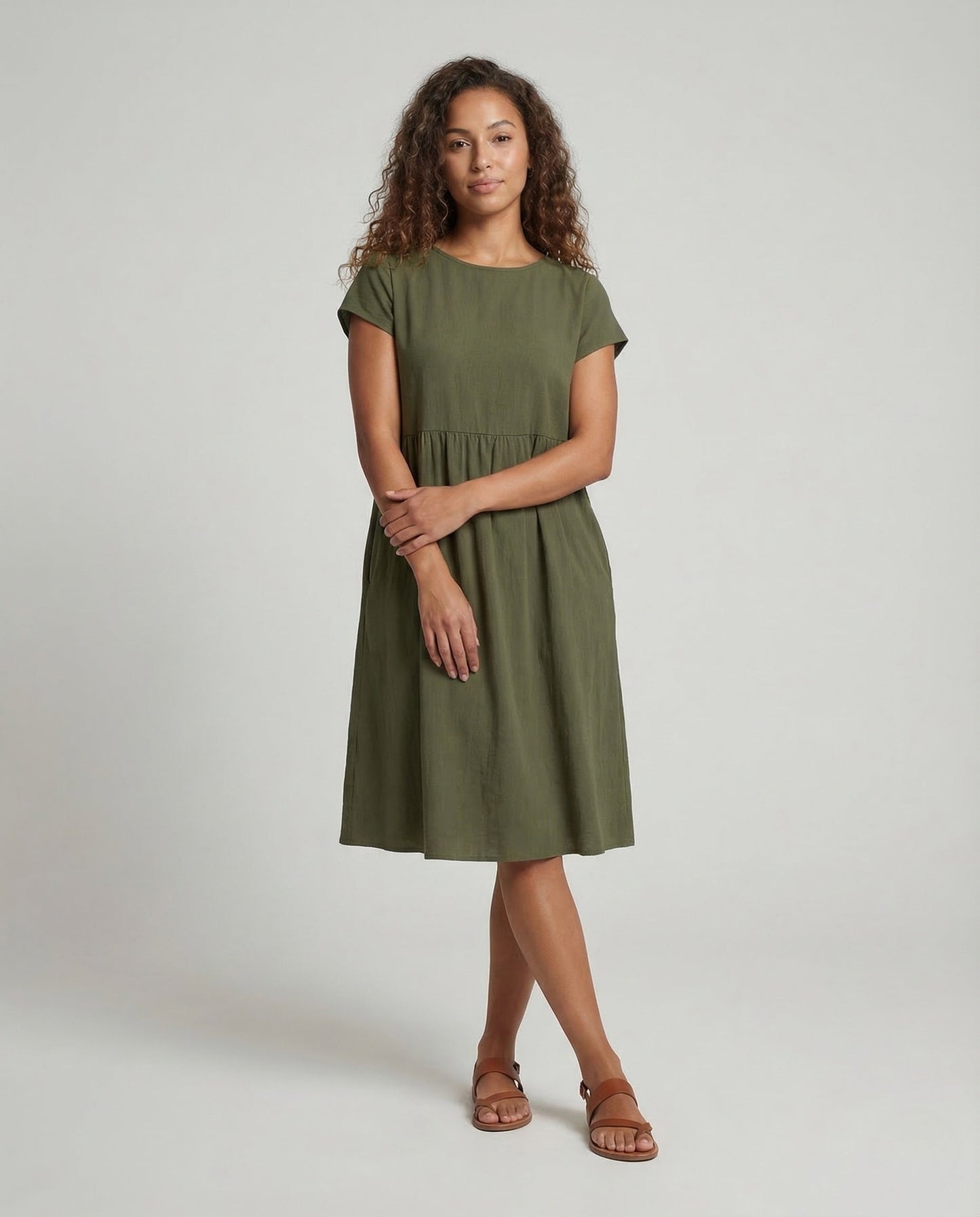 Damen Empire Midikleid mit Taschen - Norvielle