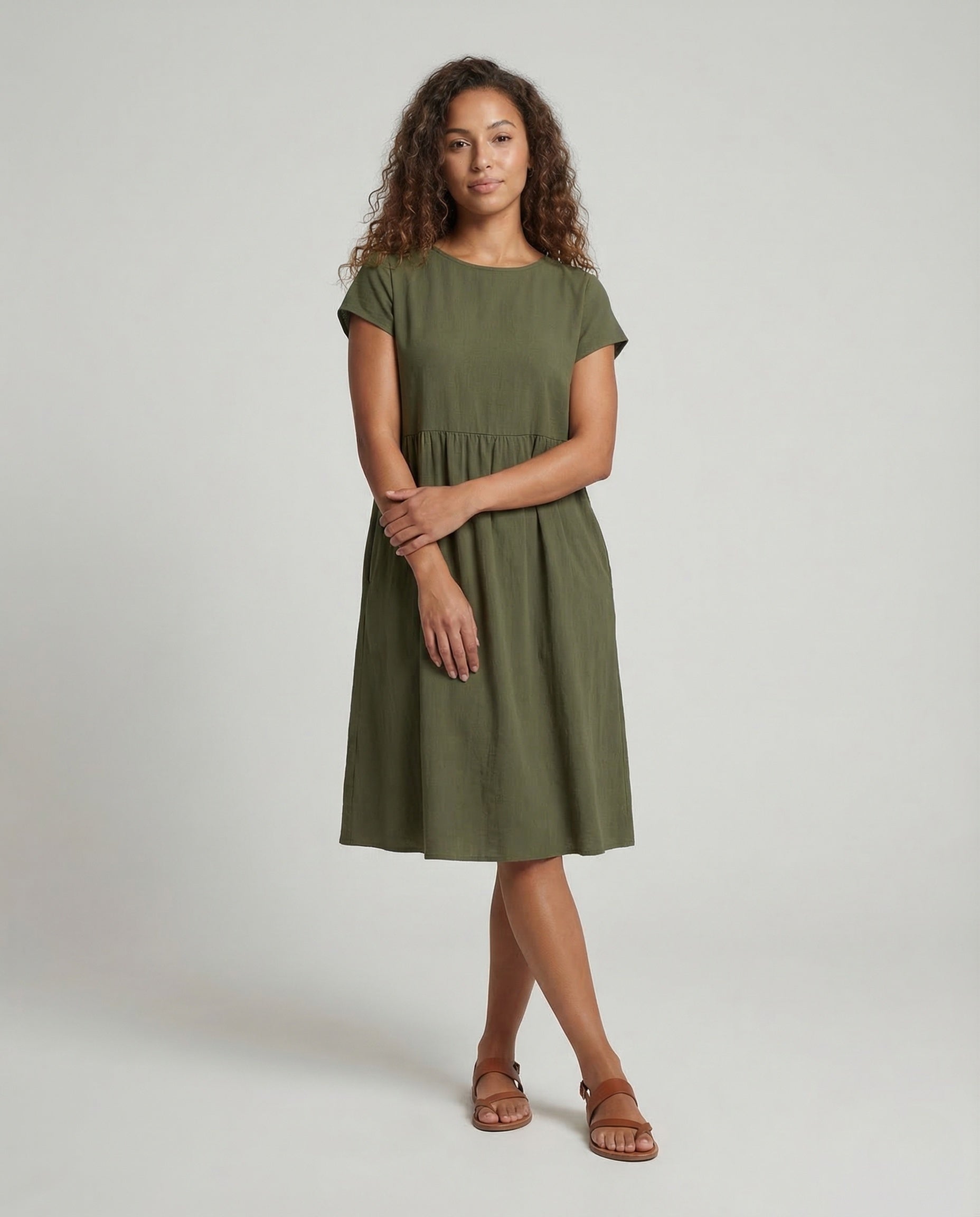 Damen Empire Midikleid mit Taschen - Norvielle