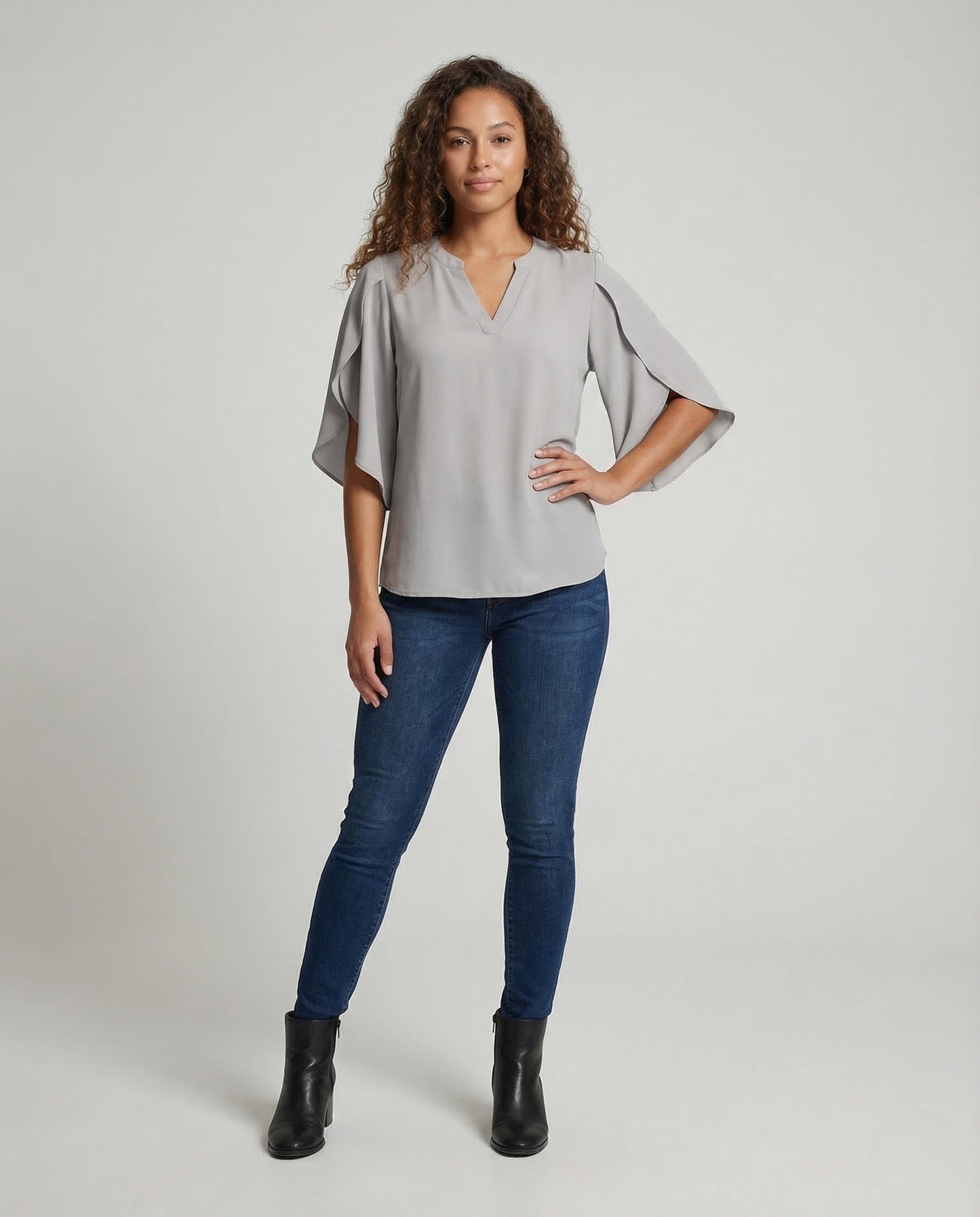 Damen Chiffon Bluse Tiefauschnitt - Norvielle