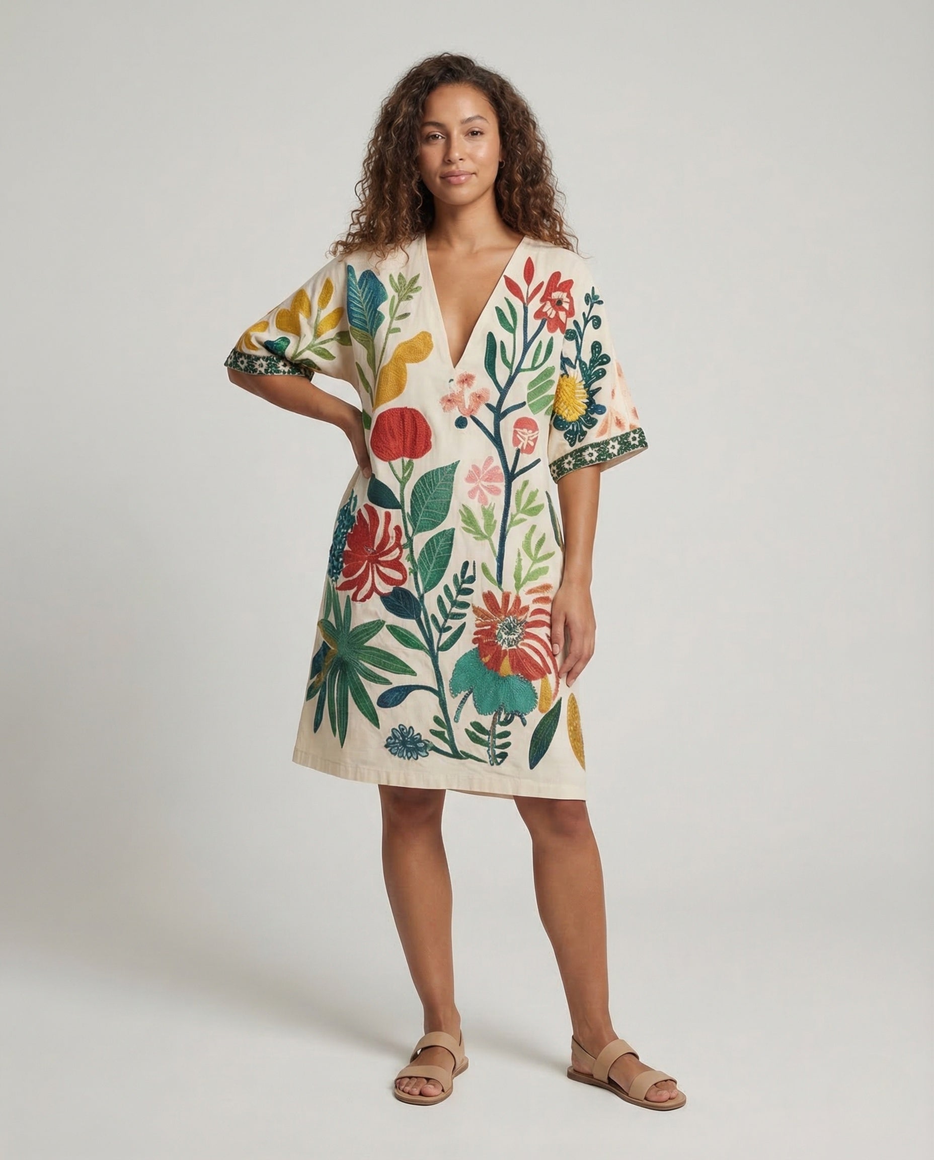 Damen Strandtunika Kaftan V-Ausschnitt - Norvielle