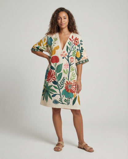 Damen Strandtunika Kaftan V-Ausschnitt - Norvielle