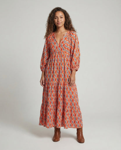 Damen Maxikleid mit Ballonärmeln Empire Schnitt - Norvielle