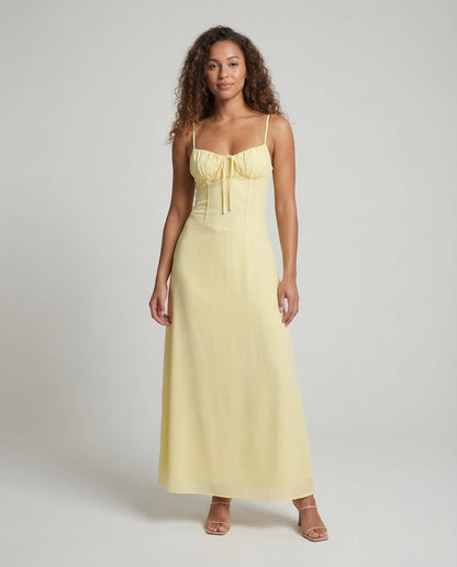 Damen Maxikleid Korsett Optik Spaghettiträger - Norvielle