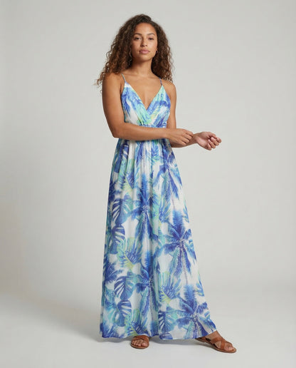Damen Maxikleid mit Gürtel Wickelkleid - Norvielle