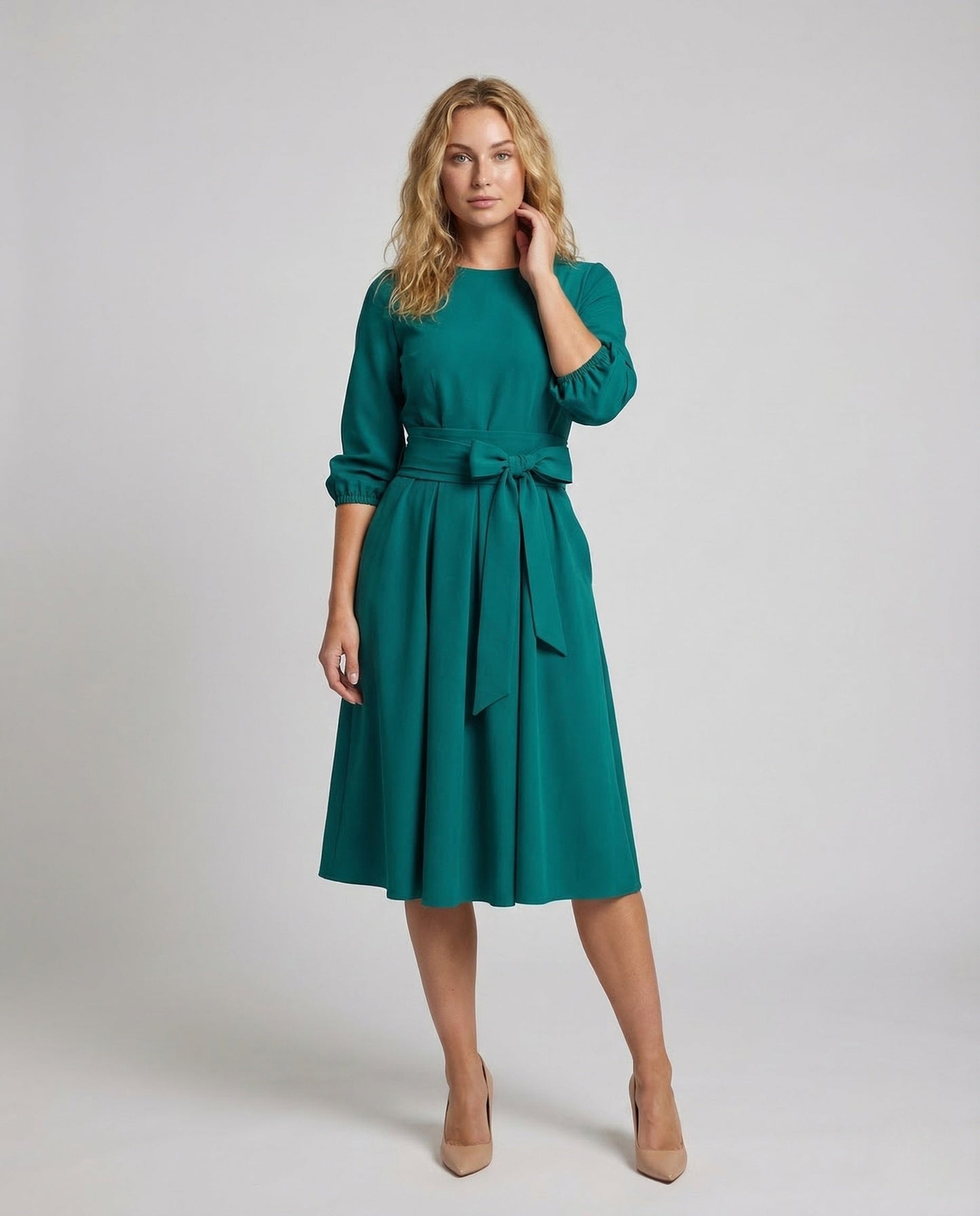 Damen A-Linien-Kleid mit Gürtel - Norvielle