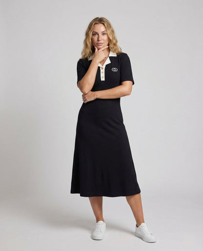 Damen Polo Midikleid Mit Kontrastkragen - Norvielle