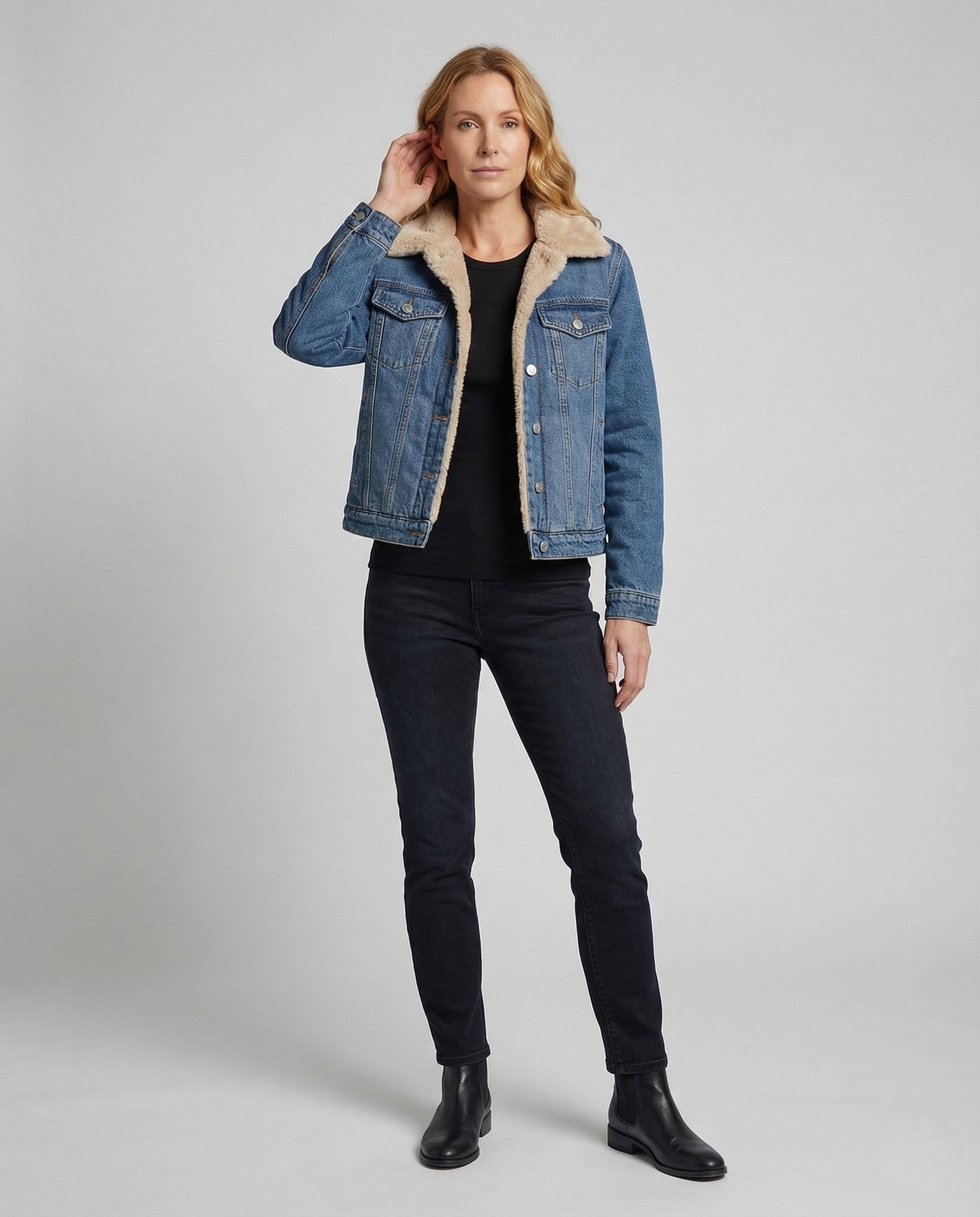 Damen Jeansjacke mit Teddyfutter - Norvielle