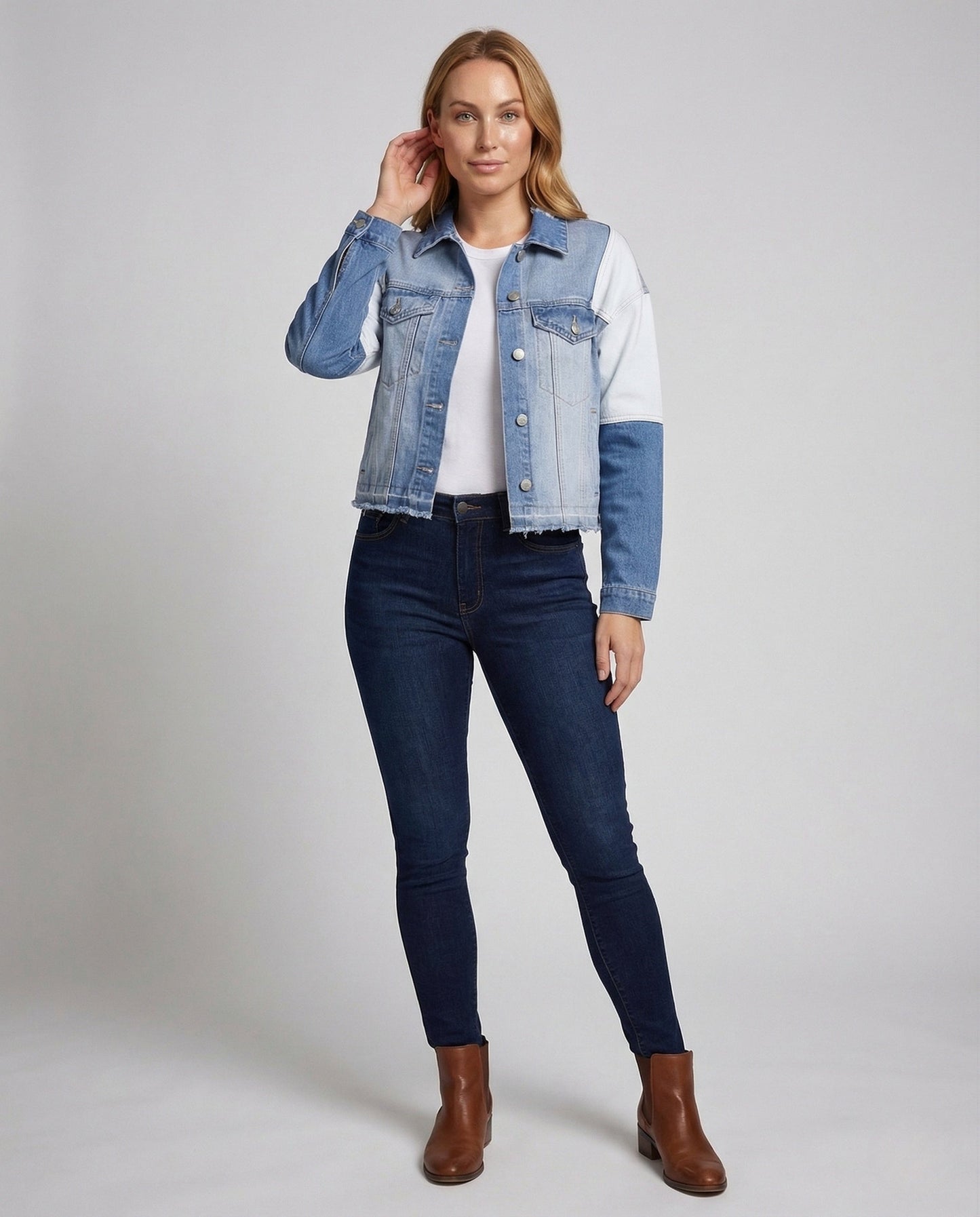 Damen Kurzjacke Patchwork Jeans - Norvielle