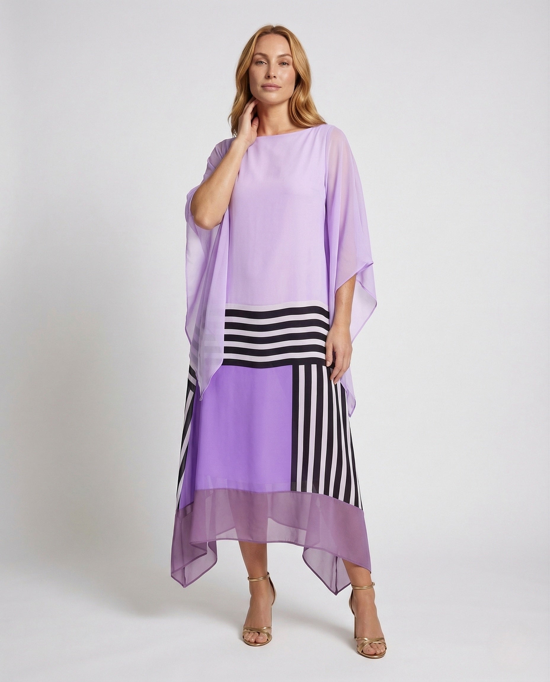Damen Maxikleid Chiffon Fledermausärmel - Norvielle