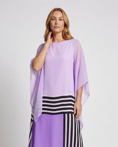 Damen Maxikleid Chiffon Fledermausärmel