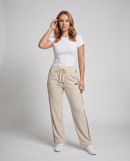 Damen Loungehose mit Ripp und Tunnelzug - Norvielle