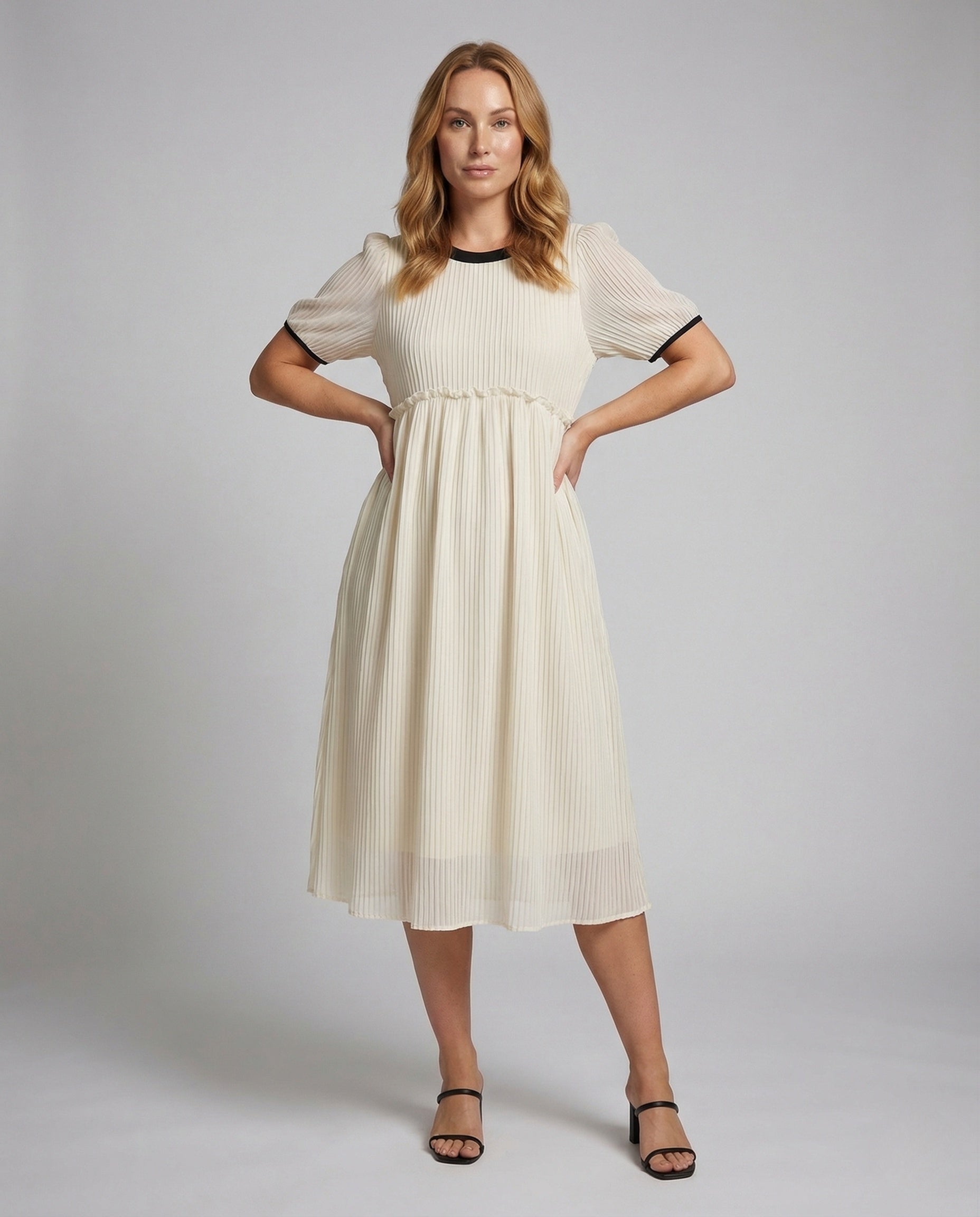 Damen Midikleid Chiffon Plissee - Norvielle