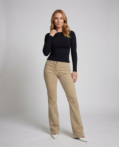 Damen Cordhose Schlaghose mit Hüftbund - Norvielle