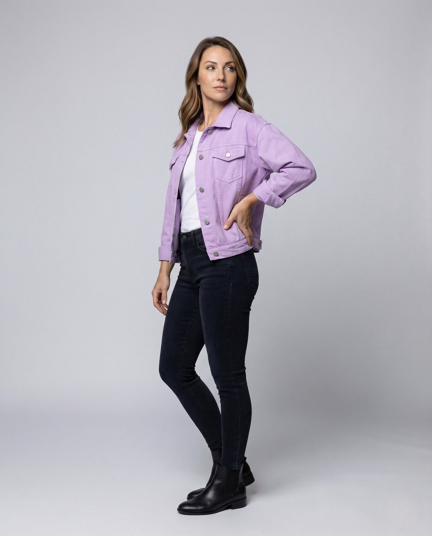 Damen Oversize Jeansjacke mit Brusttaschen - Norvielle
